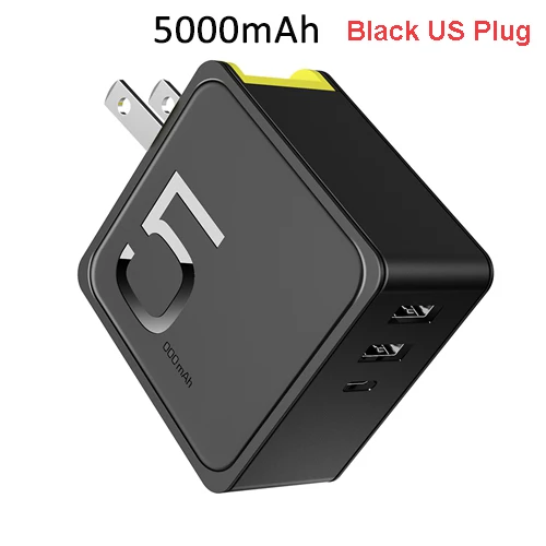 5000/10000 мАч 2 в 1 PD QC3.0 Быстрая Зарядка Внешний аккумулятор с настенным USB зарядным устройством для iPhone samsung ROCK аккумулятор внешний аккумулятор для Xiaomi - Цвет: 5000mAh Black for US
