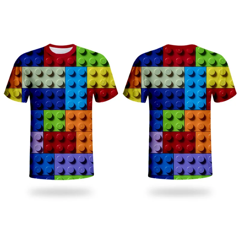Уличная одежда LEGO красочные забавные игрушки футболка WHOSONG 3D семейная популярные
