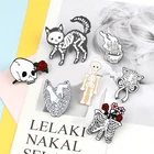 Женская коллекция, эмалированные значки в стиле панк с изображением кота, розы, кофейной кошки