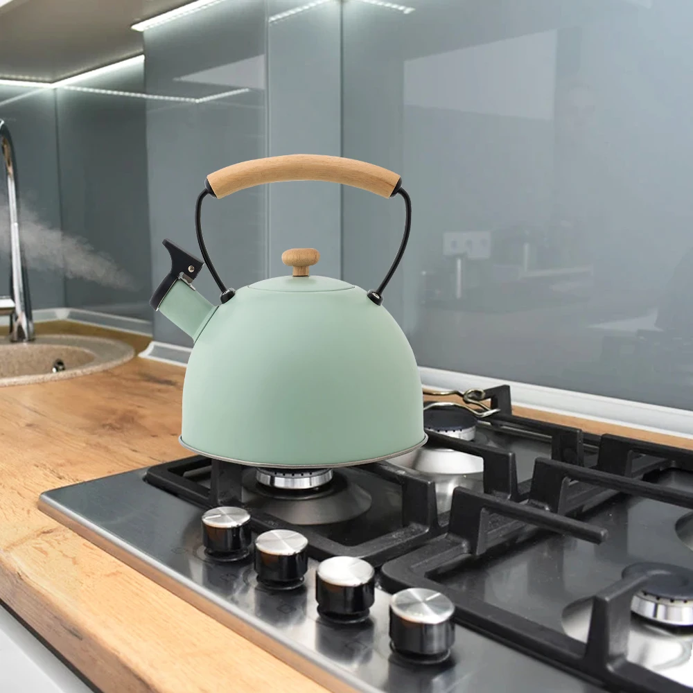 Чайник из нержавеющей стали для приготовления кофе с деревянной ручкой газовой