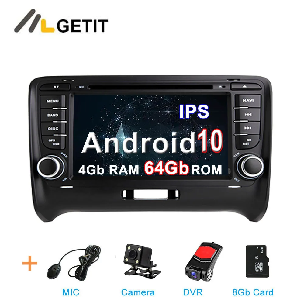 4G CAM DVR SD DSP ips Android 10 Автомобильный DVD стерео мультимедийный плеер радио gps для Audi TT MK2 8J 2006 2007 2008 2009 2010 2011 2012 - Цвет: 4G CAM DVR SD