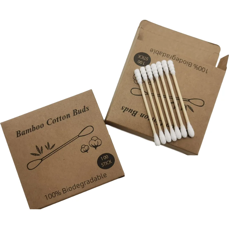 Эко биоразлагаемые бамбуковые ватные палочки компостированные деревянные для