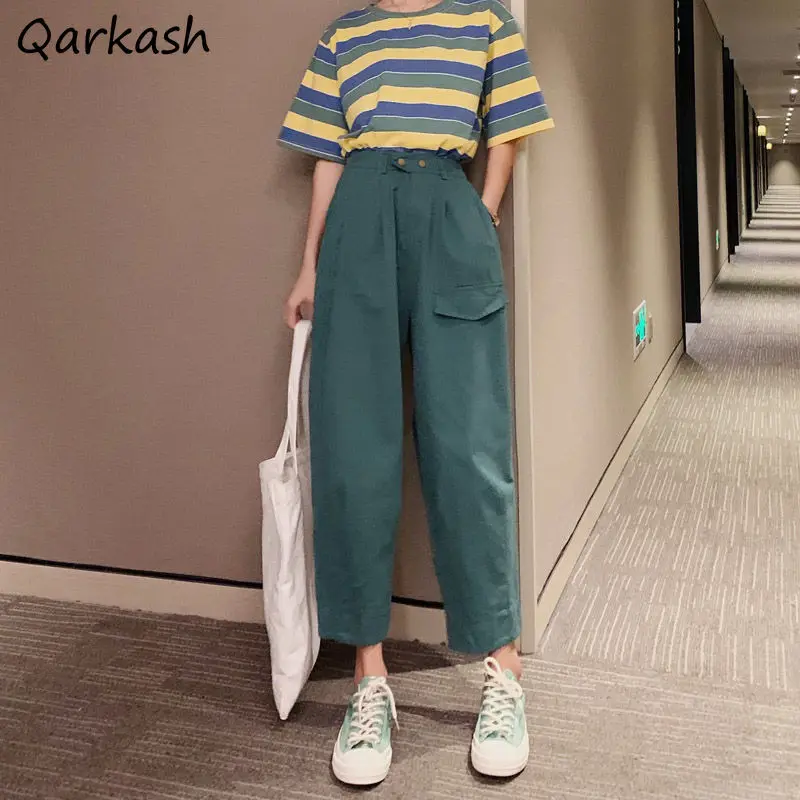 

Pants Women Cargo Solid Baggy Students Japan Style All-match Leisure Fashion College Streetwear Summer Bottom Simple Popular Ins