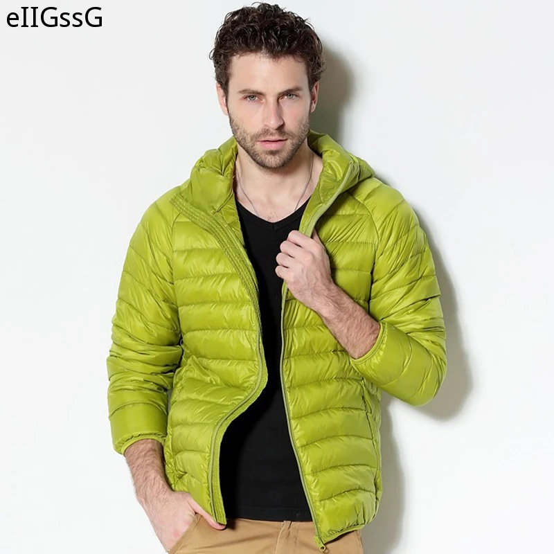 

Men White Duck Down Jacket 2021 New Portable Hooded Down Coat Ultralight Men Winter Coat Warm Thermal Down Parkas