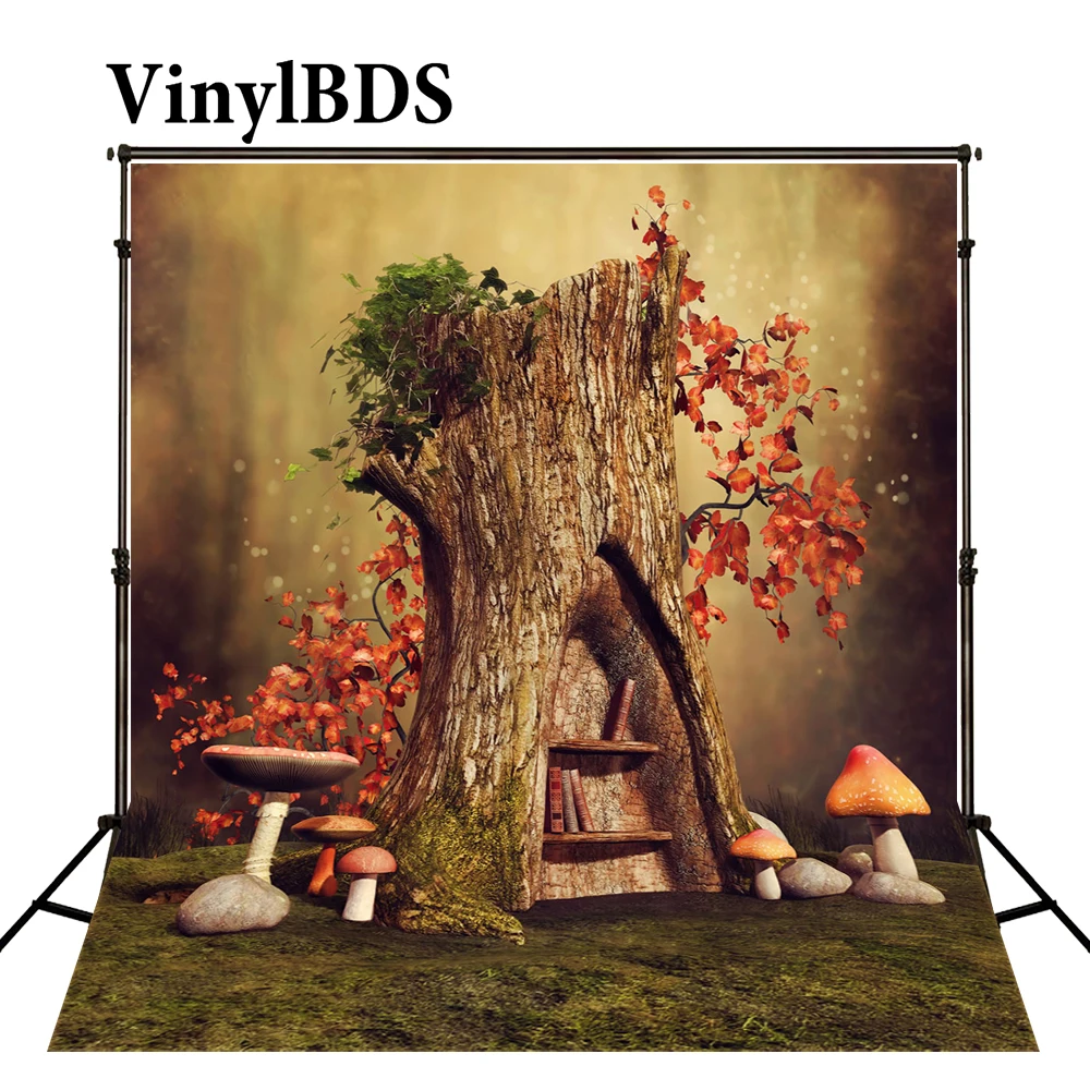 

VinylBDS 10x20 футов сказочное дерево фоны мультфильм гриб фон Дети День рождения фоны Хэллоуин фон для детей