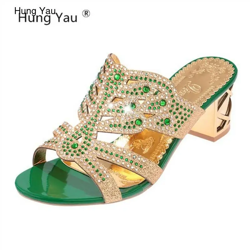 

Woman High Heels Rhinestone Peep Toe Summer Shoes Women Bling Sandals Cut-Out Heels Ladies Sexy Shoes Sandalias Mujer Size 35-41