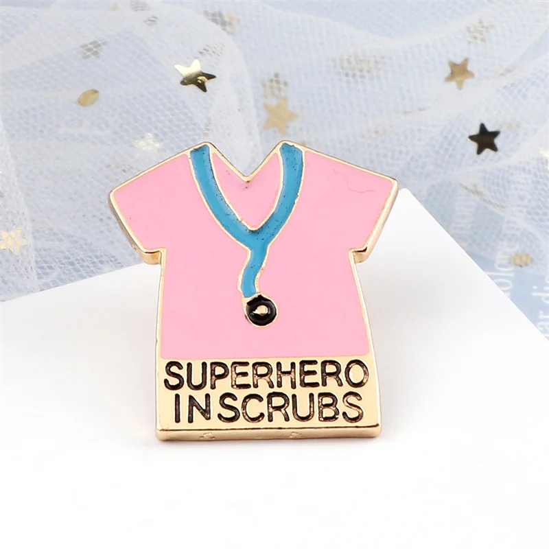 Шприц эмалированная Заколка Брошь врача медсестры розовая синяя одежда