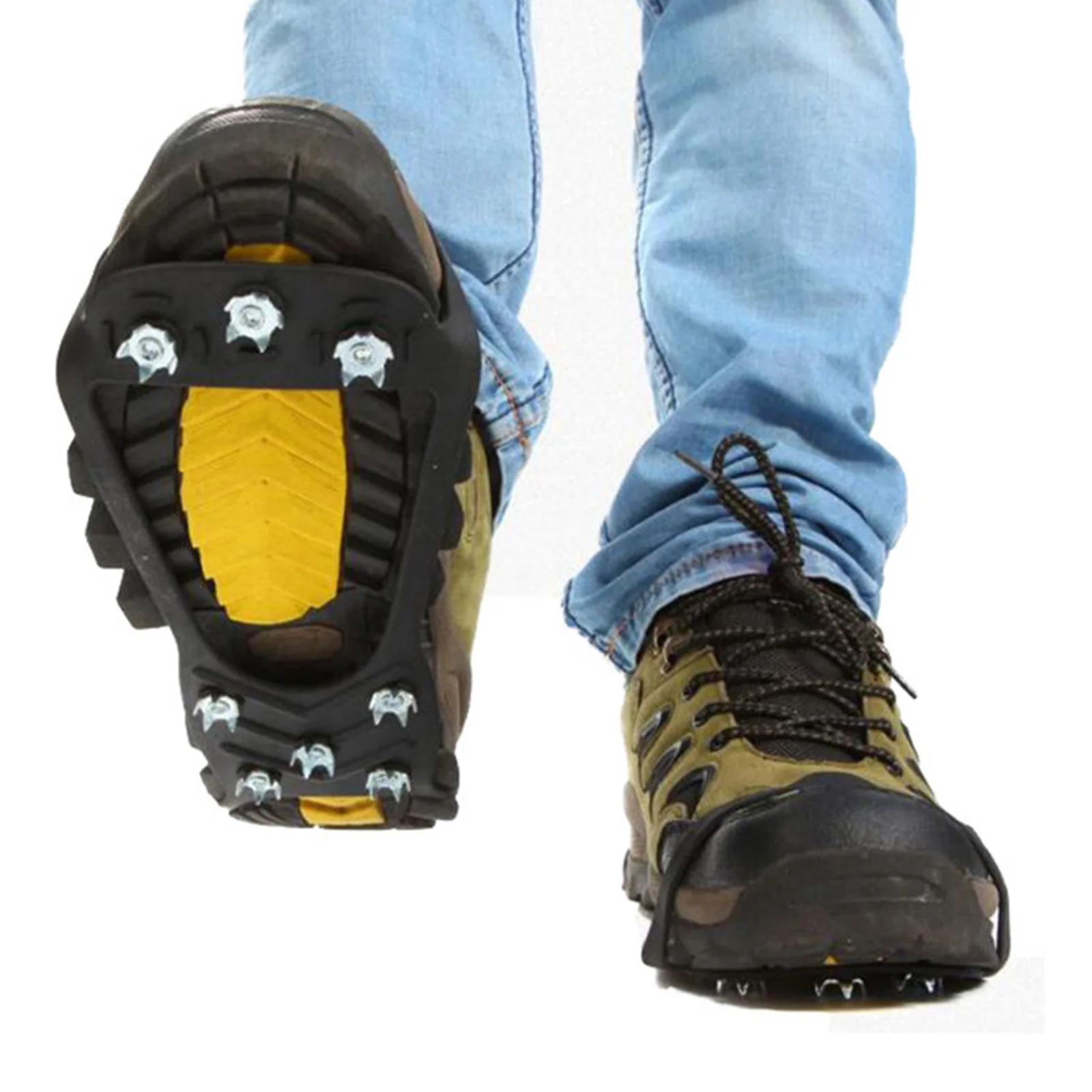 

8 Spikes Walk Traction Cleats Ice Snow Crampons for Shoes Anti Slip Stretch Grippers Cover Overshoe for Walking Mountaineering