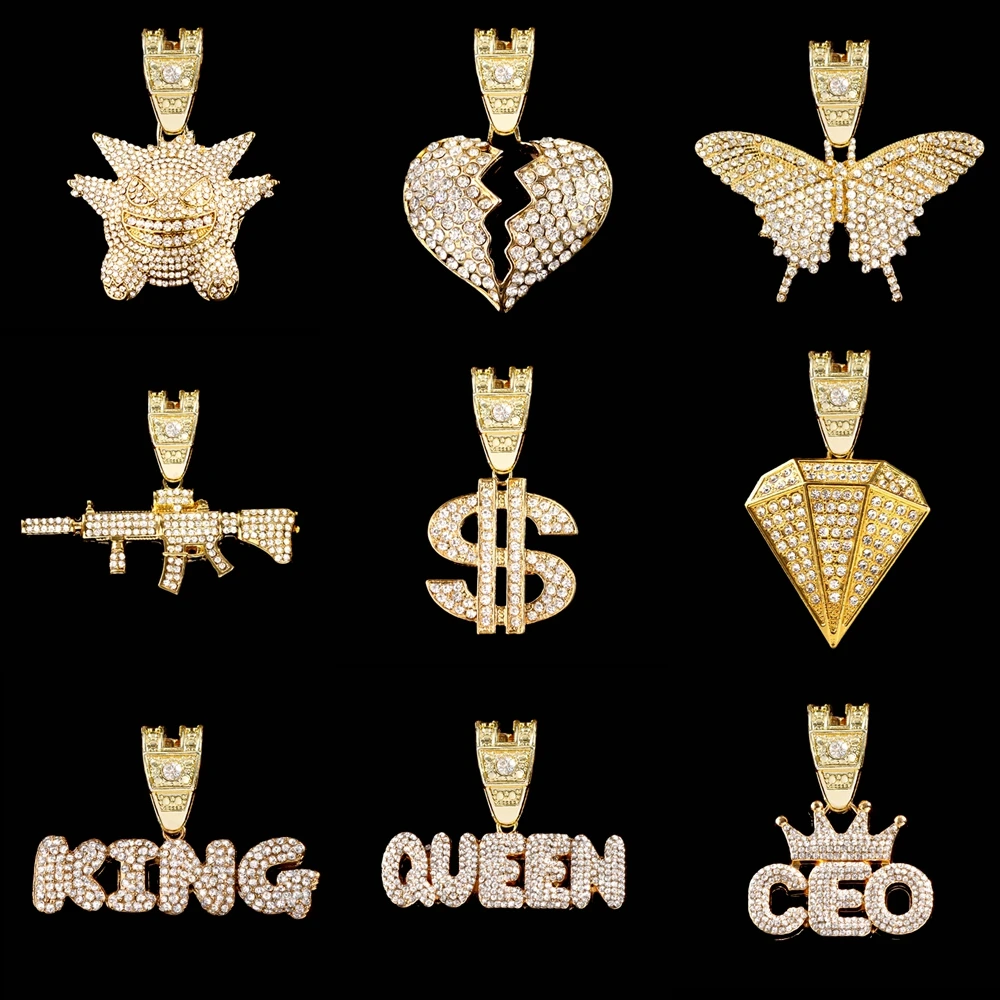 

Hip Hop Men Women Stainless Steel Cuban Chain Necklace Luxury High Quality Gold Silver Color Rhinestone Pendant Necklace Jewelry