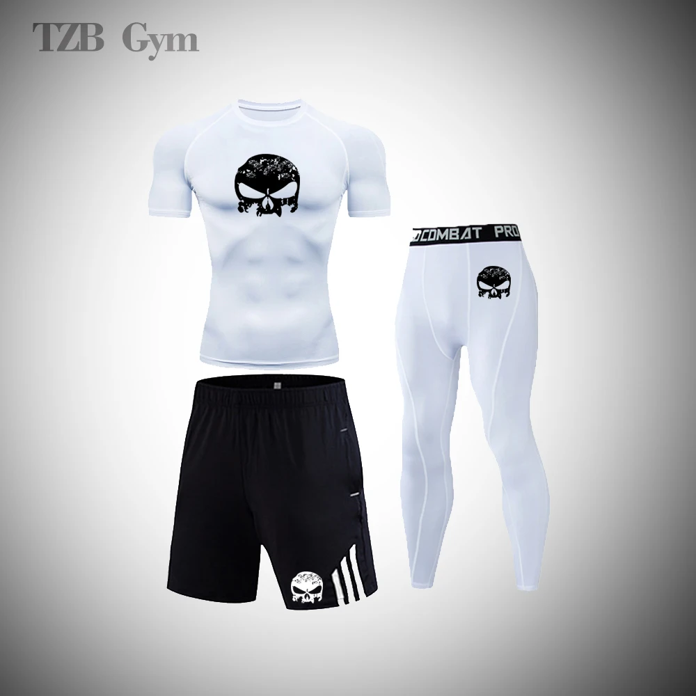 

3 Piece Running Sportswear Gym Running Jogging Quick Drying Suit Fitness Jogging Cycling Leggings Basketball Men's Sportswear