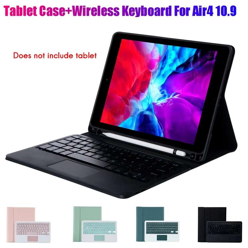 

Tablet Case+Wireless Keyboard for iPad Air4 10.9 Inch Flip Leather Case Tablet Stand with Press Pad
