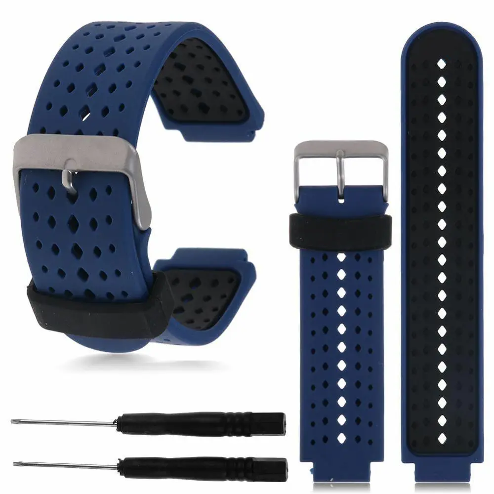 Сменные спортивные двойные силиконовые браслеты ремешок для часов Garmin Watch Approach S6 Forerunner 235/220/230/620/630/735 - Цвет ремешка: Blue and black