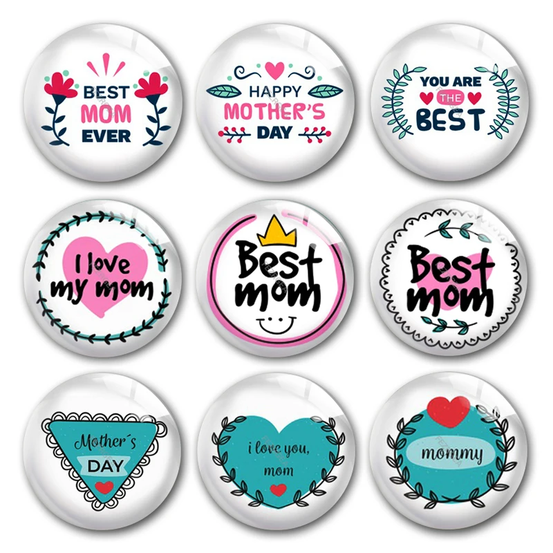 

Happy Mother'S Day Best Mom Carnation Thanks Mom Round Photo Glass Cabochon Demo Flat Back Making Findings