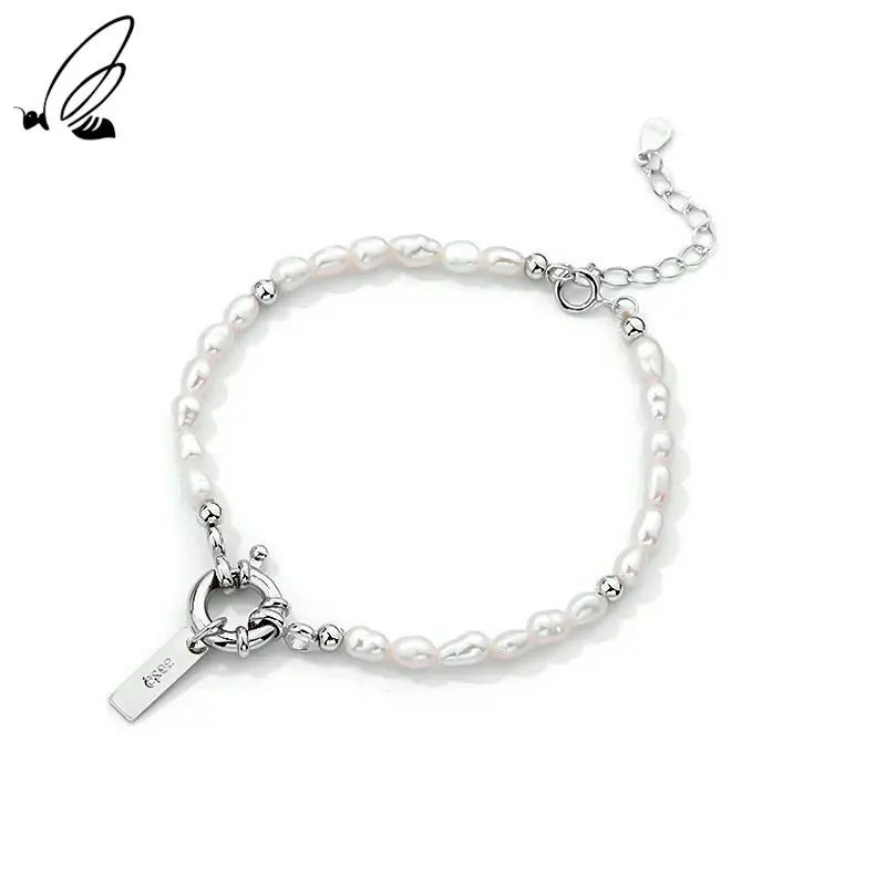 

S'STEEL Bead Irregular Bracelet For Women Sterling Silver 925 Hand Chain Fashion Temperament Rice Gothic Style 2021 Jewelry