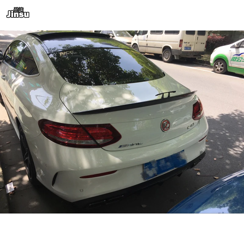 Для Benz C class coupe c200 c220 c250 2 door 2015 2018 AMG style real carbon fiber спойлер заднего багажника крыла lip