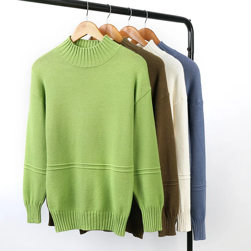 Новинка Осень-зима мужские толстые вязаные свитера с воротником средней высоты