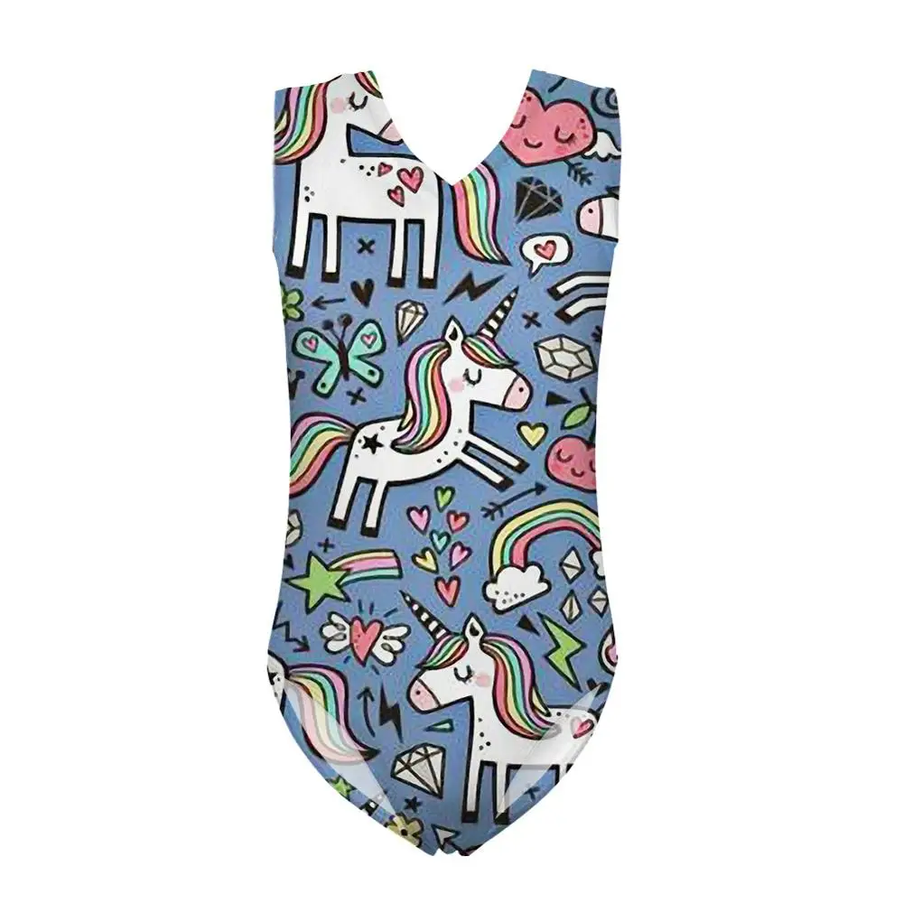 HYCOOL Cute Heart Shape Rainbow Unicorn Print Kids Swimwear Girls One Piece Suits Primary School Children Summer Bathing | Спорт и