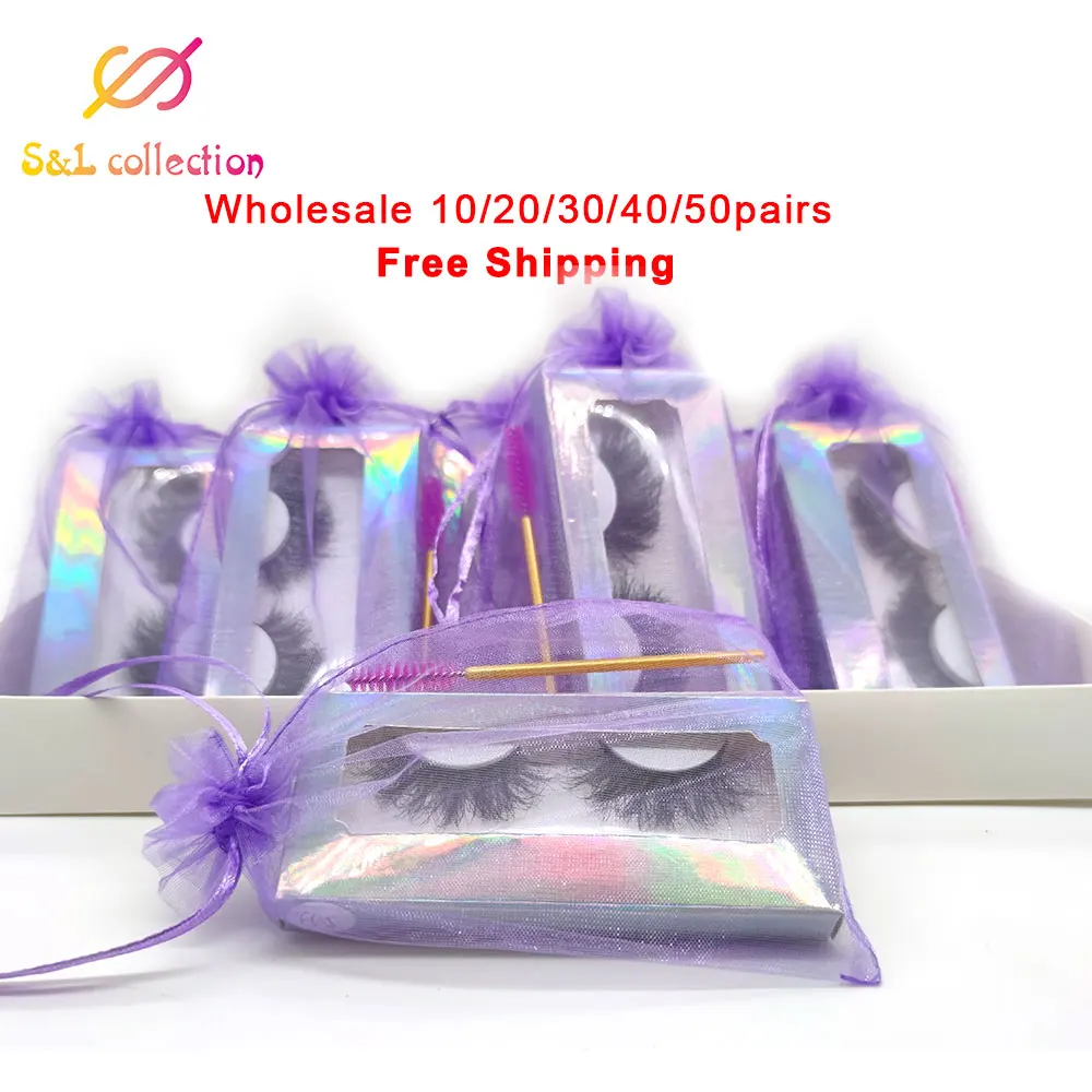 Wholesale 25mm Lashes 100% Mink Eyelashes Fluffy Eyelash with Box 10-50 Pairs Long Natural Eyelashes Makeup 3d Mink Lashes