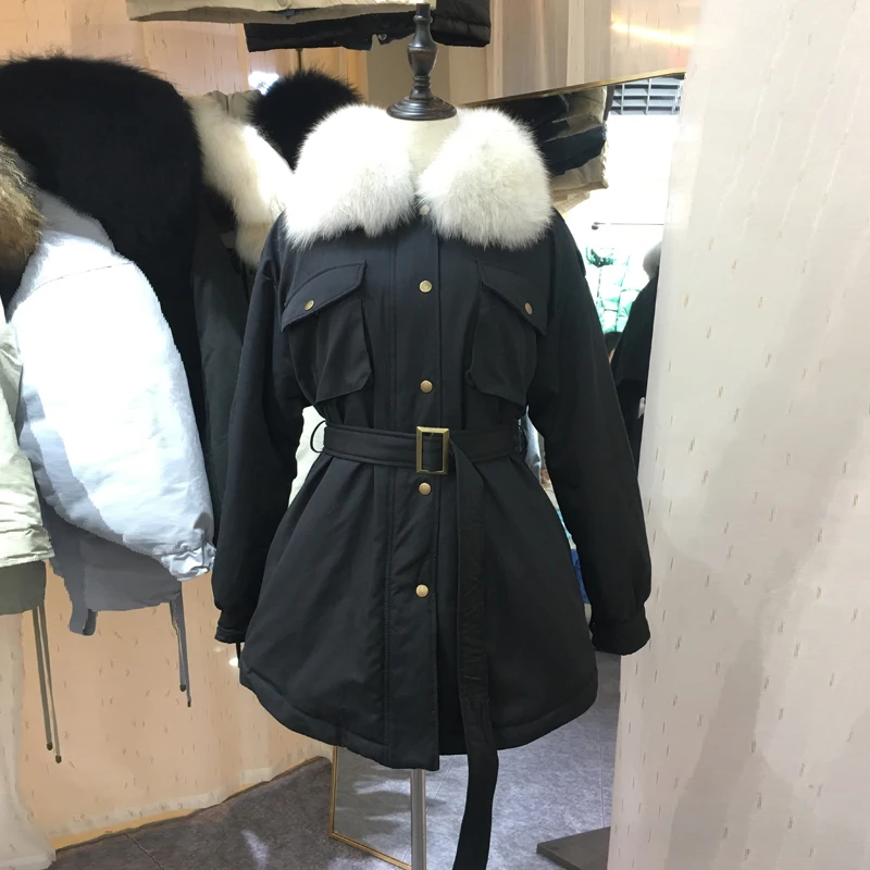 Fitaylor новинка зимние куртки для женщин большой натуральный меховой воротник
