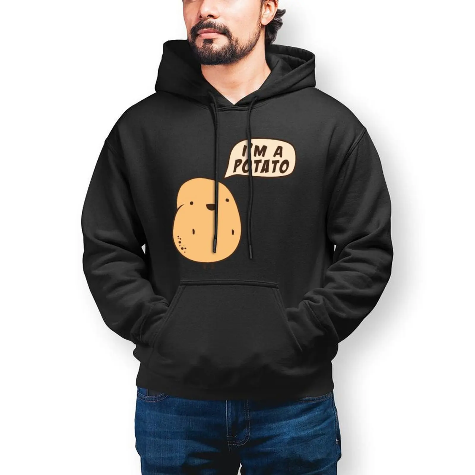 

Potato Hoodies Cotton Outdoor Pullover Hoodie Winter Long Length Fashion Hoodie X Mens