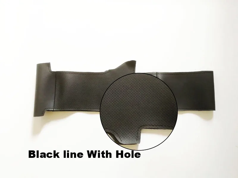 Black line With hole Высокое качество, Воловья кожа, верхний слой, ручная работа, шитье, чехлы на руль, защита для Mazda Scion iA CX-3 - Название цвета: Black line With hole