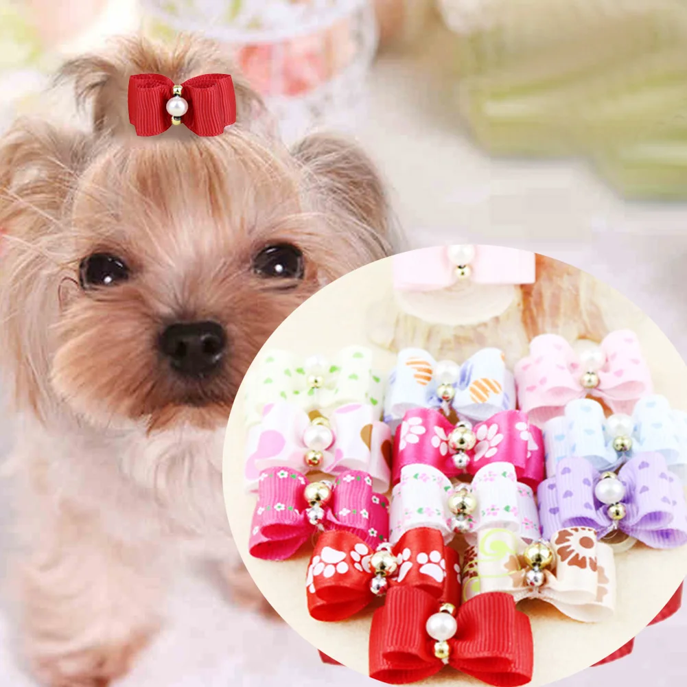 

10pcs Cute Dog Hair Bows Mixed Colors Dog Grooming For Dog Pet Puppy Cat Bowknot Puppy Mini Rubber Band Random Color #560