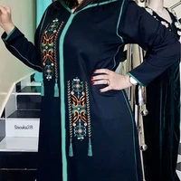 floral long dress women embroidery hooded caftan marocain muslim moroccan dubai abaya turkey islam elegant maxi dresses 2022