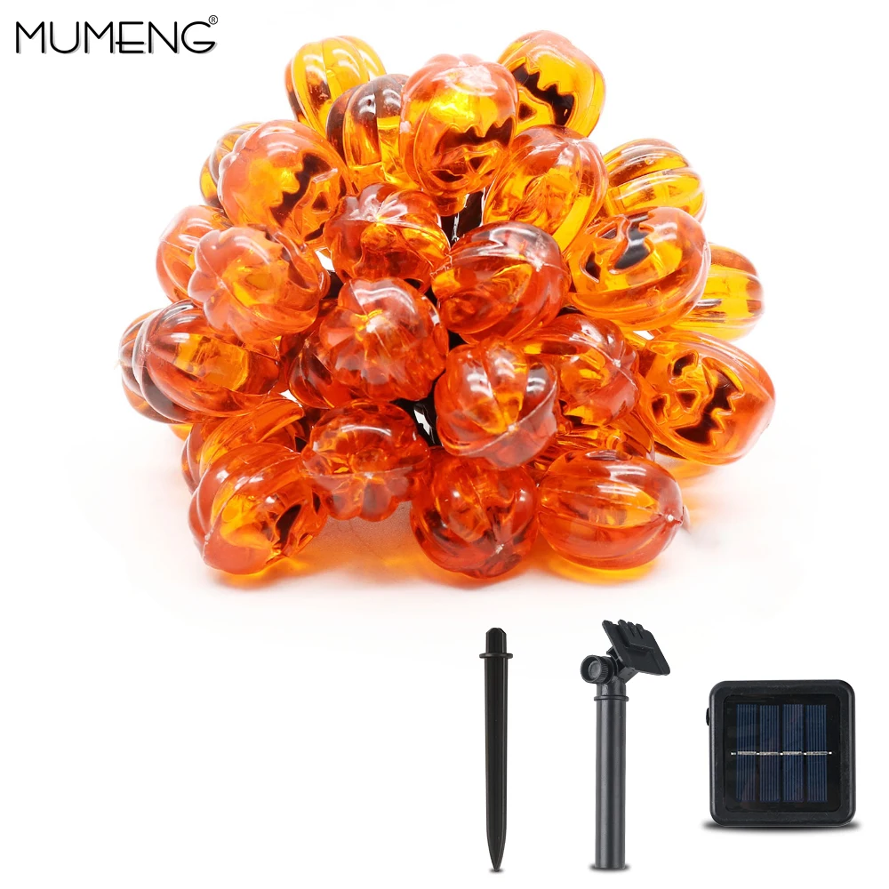 

MUMENG Solar Pumpkins String Lights Fairy Light With 10/20/30 Bulb Waterproof Outdoor Garden Decoration For Halloween Festival