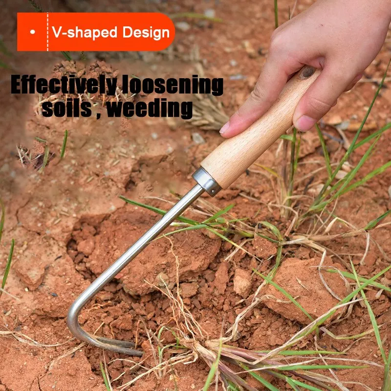 Ручной резак из нержавеющей стали с деревянной ручкой для выполки сада |