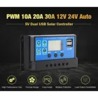 Контроллер солнечного зарядного устройства, домашний контроллер солнечного зарядного устройства с двумя USB-портами и ЖК-дисплеем, регулятор солнечного зарядного устройства