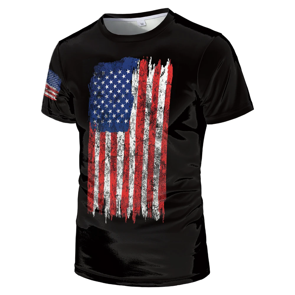 

Футболка мужская с круглым вырезом, персонализированная 3d футболка с американским флагом, уличная короткая рубашка в стиле Харадзюку, лето