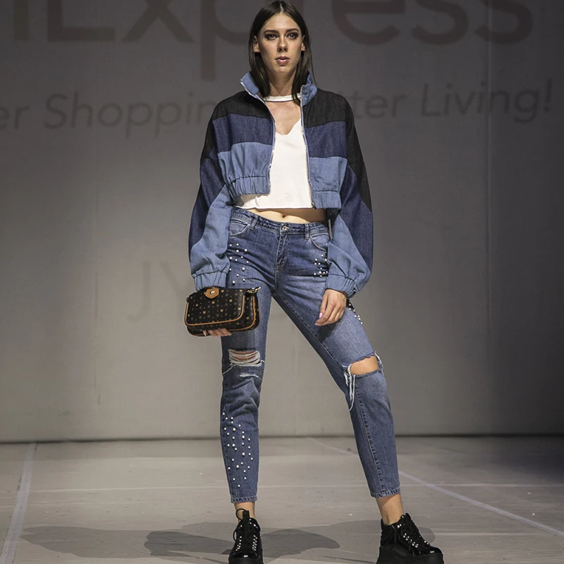 Осенние короткие джинсовые синие куртки JYSS уличная одежда для женщин женская