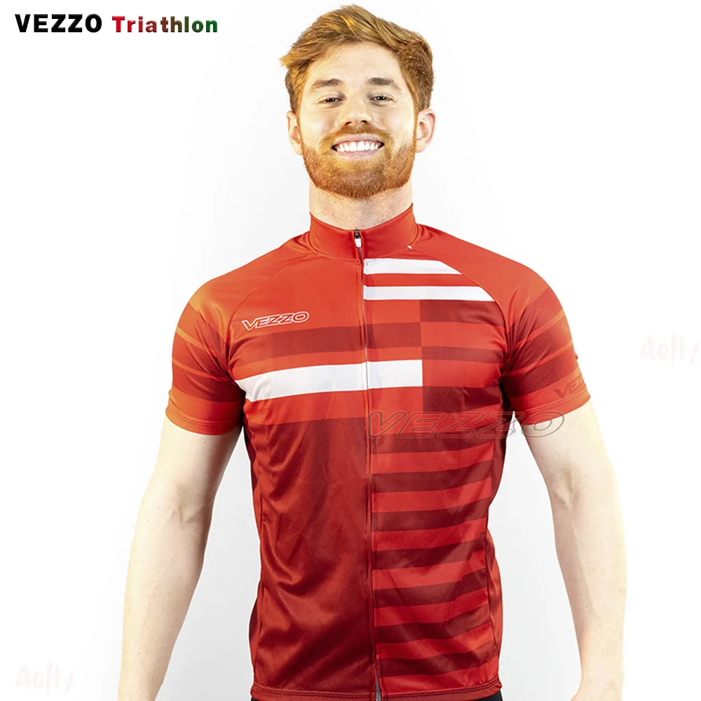 Мужская велосипедная рубашка Vezzo красная короткая одежда Бесплатная доставка в