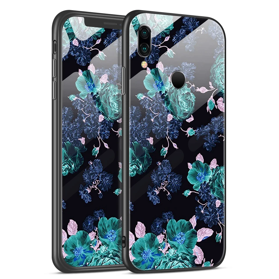 W160 Для Xiaomi Redmi Note 6 звездный узор закаленное стекло чехол для телефона Redmi Note 7 мягкий силиконовый край полная защита жесткий чехол - Цвет: W160