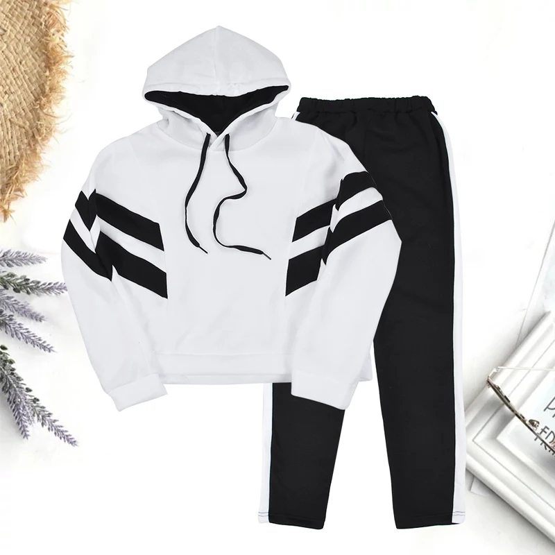 Женский спортивный костюм из 2 предметов Осенние теплые толстовки + штаны модные