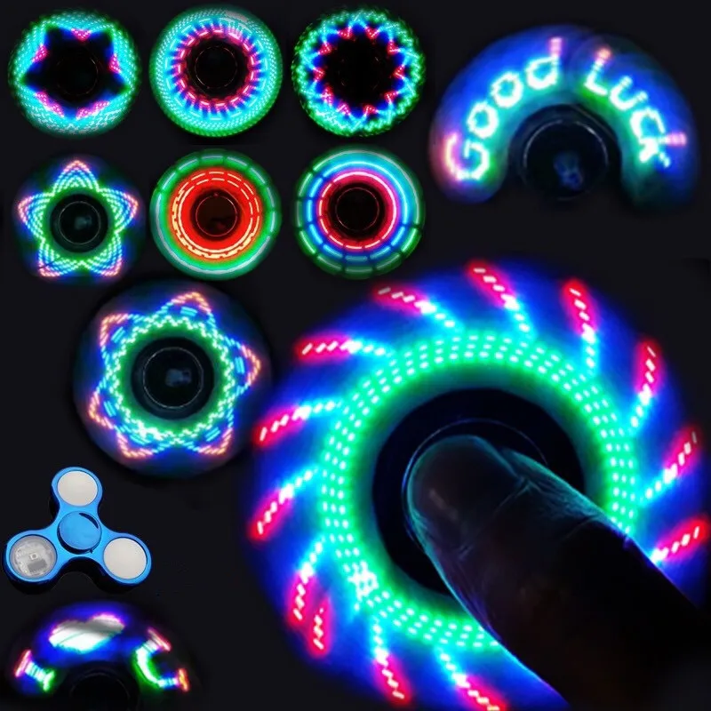 Office Adult Toy LED Finger Spinner Hand Metal Colorful Luminous Fidget Spinner Anti-stress Toy Children's Novelty Toy 78MM