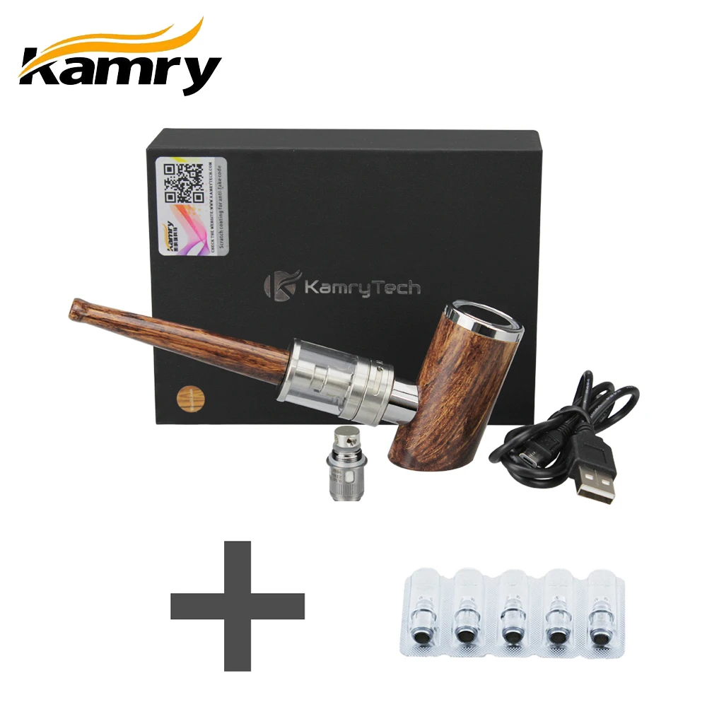 Extra 5PCS Atomizer Coils and 100% Original Kamry K1000 Plus Electronic Cigarette E Pipe Hookah Pen Wooden E-Pipe Full Kit