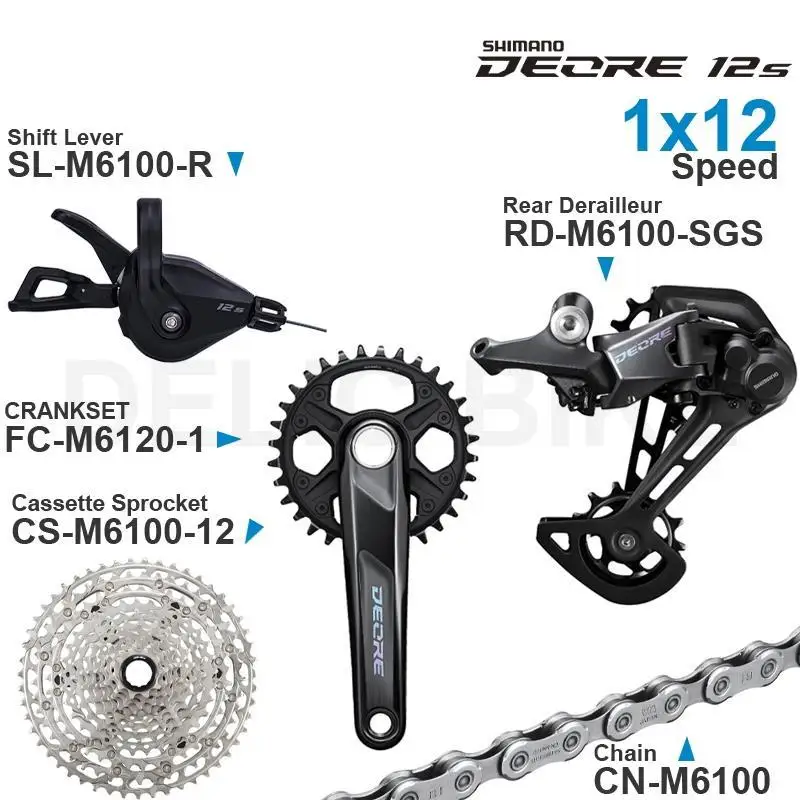 SHIMANO DEORE M6100 12v Groupset Shifter Rear Cassette Sprocket Chain CRANKSET 1x12-speed Bottom Bracket parts for MTB bike