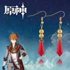 Пара сережек в клетку от Genshin, мультяшная фигурка, детские серьги для косплея Genshin, модные ювелирные изделия, аксессуары в подарок