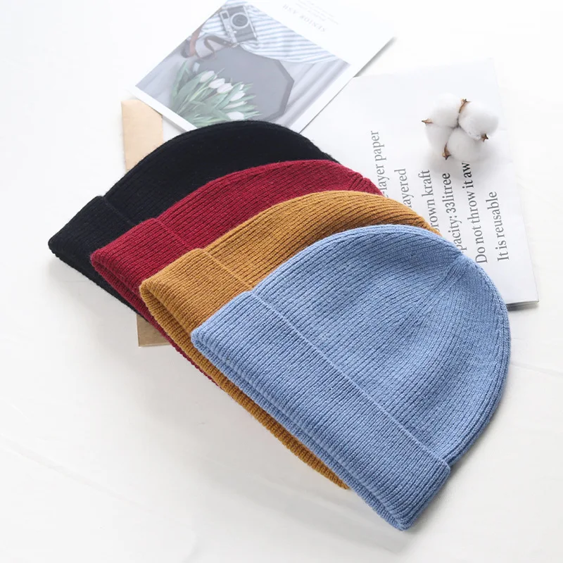 Шапка бини женская зимняя вязаная шапка теплые шерстяные шапочки головной убор