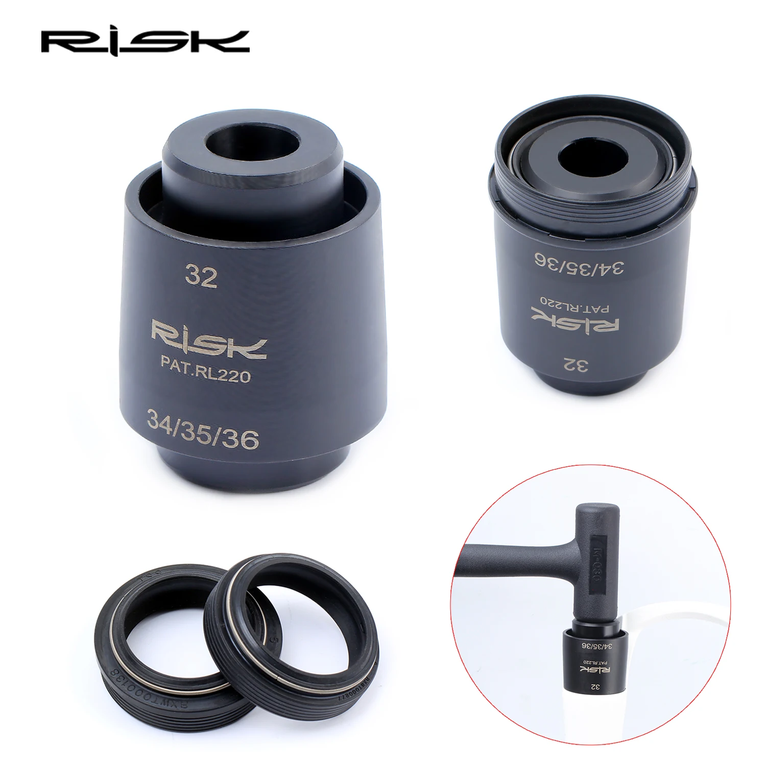 

RISK 4 in 1 Mountain Bicycle Front Fork Dust Seal Tool MTB Bike Suspension Front Fork Oil Seal Tool For Inner Tube 32/34/35/36mm