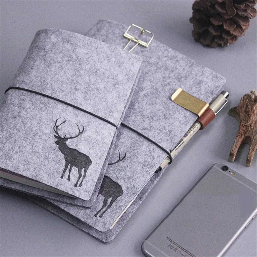 

1pc Felt Cover Notebook A5/A6 Loose Leaf Inner Core Planner Schedule Organizer Diary Journal Spiral Notebook Office Supplies