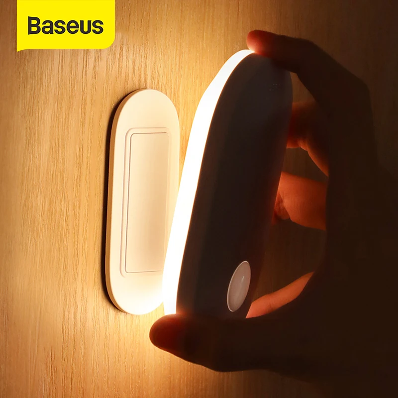 Умный ночной Светильник Baseus перезаряжаемый светодиодный светильник PIR с