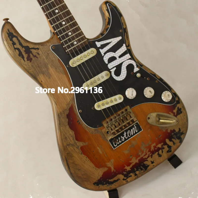 hohe qualität relic elektrische gitarre srv stil erle korpus mit ahorn hals kundenspezifische elektrische gitarre freies verschiffen free glo