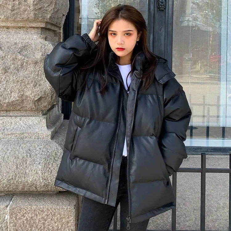 

2020 winter new high-quality PU lint cotton clothing style cotton clothing net red loose cotton clothing jacket