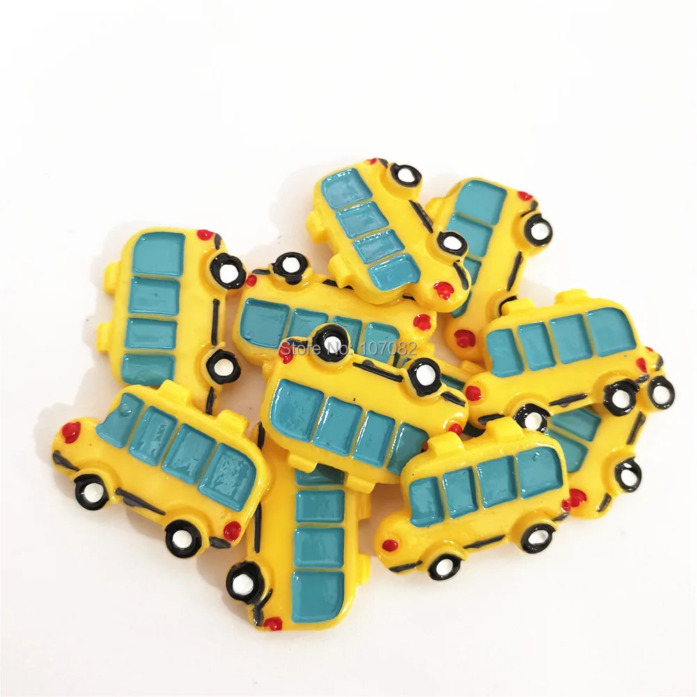 

50pcs 22x30mm Yellow School Bus Shaped Resin Flatbacks Cabochons Embellishments Scrapbooking Cardmaking Hair Accessories