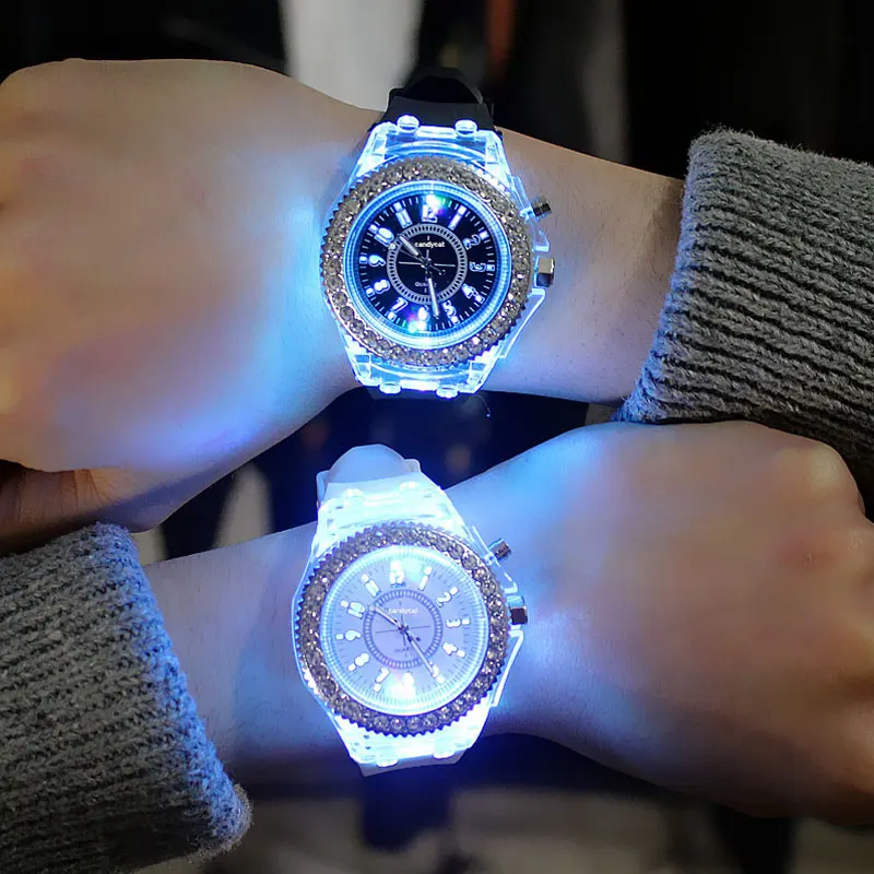 

2019 watch women Flash Luminous Watch Led light Personality trends students lovers jellies woman men's watches light WristWatch