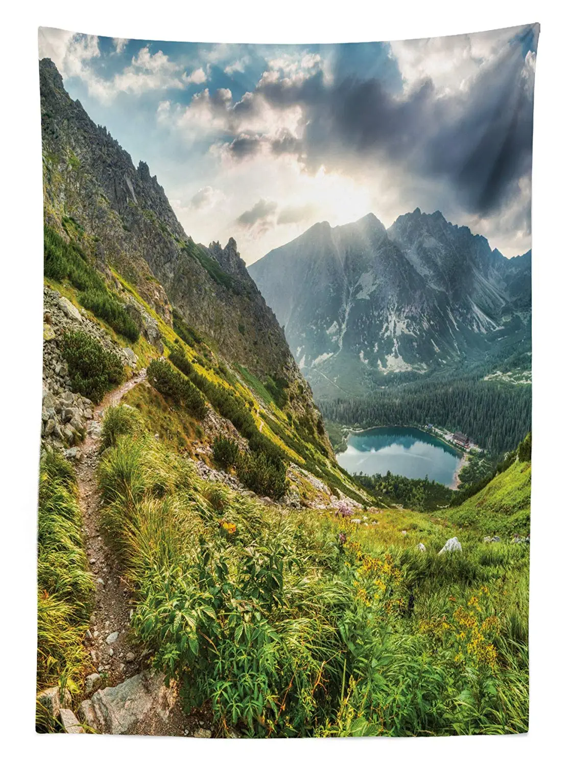 Квартиры Декоративная скатерть горное озеро Фея темное облачное небо Весна