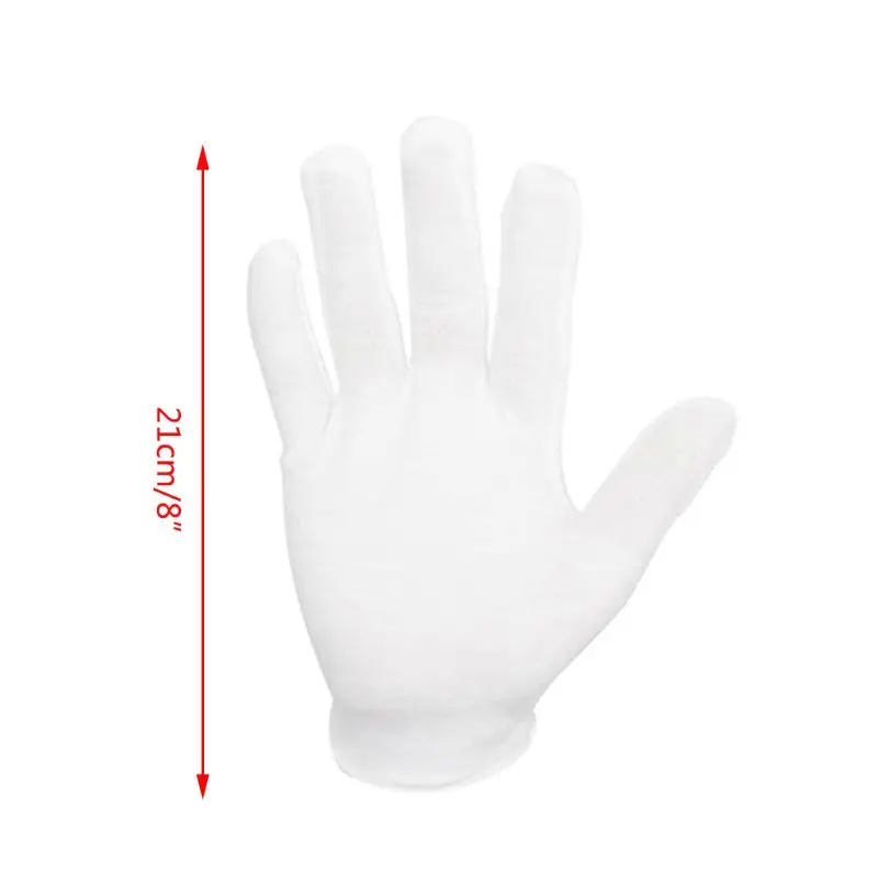 

2021 New 24Pcs White Cotton Gloves Stretchable Coin Jewelry Silver Inspection Mittens