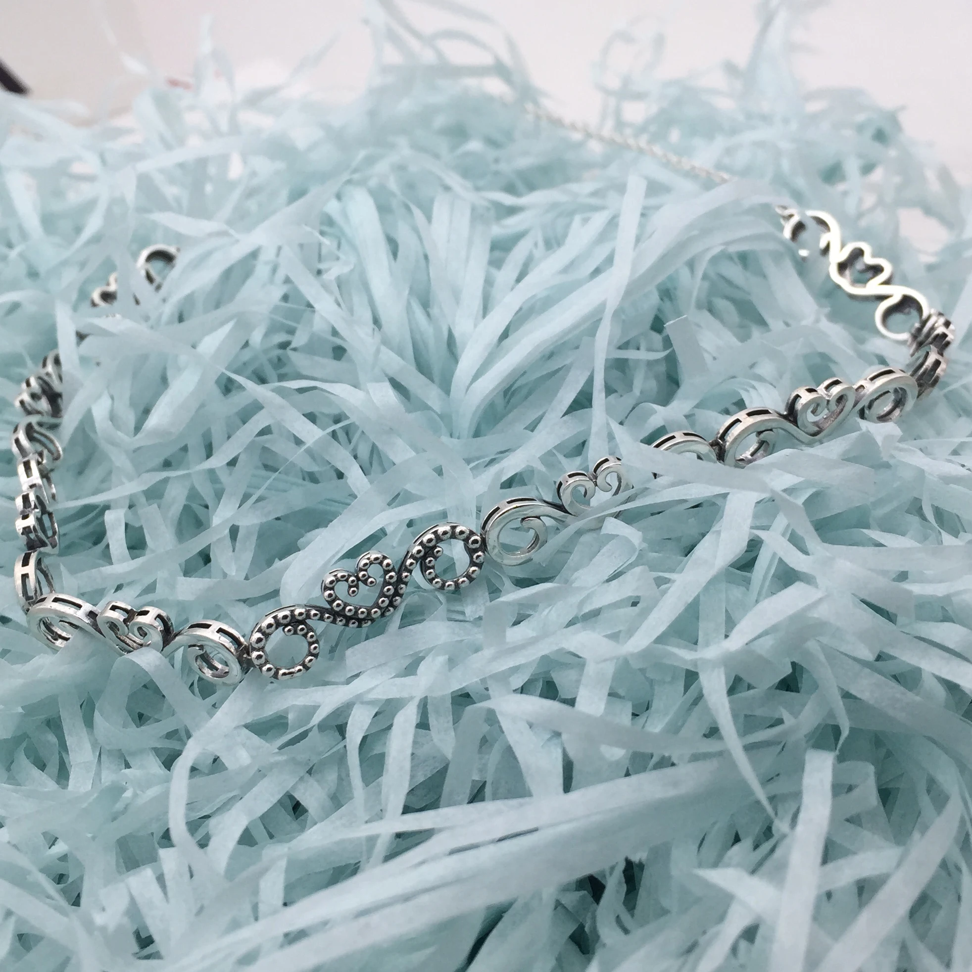 

2019 100% 925 Sterling Silver Classic Heart Swirls Choker Women Charm Fashion Personality Jewelry Free shipping Wholesale